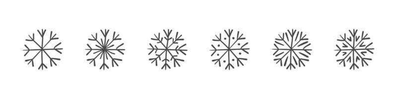 uppsättning av hand dragen snöflingor. snöflingor ikoner. snöflingor jul element. vektor illustration