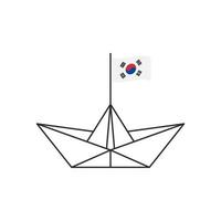 Papierboot-Symbol. ein Boot mit der Flagge von Südkorea. Vektor-Illustration vektor