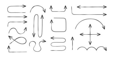 Sammlung von handgezeichneten Pfeilen. Spielpfeile. Skizzieren Sie lineare Pfeile. Vektorsymbole vektor