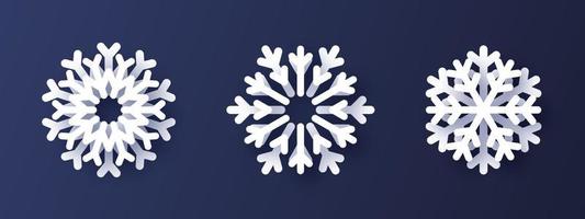 vit snöflingor. snöflingor i en modern papper stil. jul element. vektor illustration