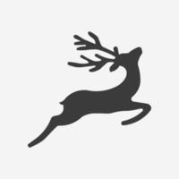 Hirsch läuft Silhouette Symbol Vektor. Rentier, Weihnachten, Neujahr, Elch, Jagdsymbolzeichen vektor