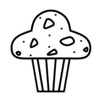 Schokoladenkuchen, Cupcake, Muffin Symbol Leitung im flachen Cartoon-Stil. leckere Snacks, Kakaokuchen oder Brownies. isoliert auf weißem Hintergrund. Vektor-Illustration vektor