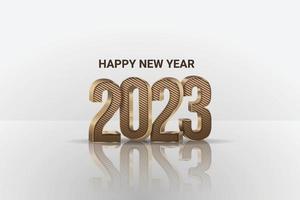 2023 Frohes neues Jahr 3D-Gold-Luxus-Hintergrund vektor
