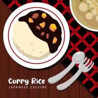 curry ris platt stil illustration vektor design