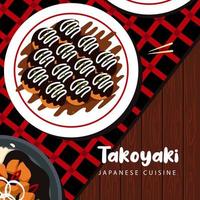 takoyaki platt stil illustration design vektor