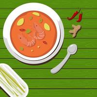 tom yum flaches stilillustrationsvektordesign vektor