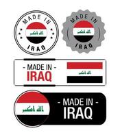 uppsättning av tillverkad i irak etiketter, logotyp, irak flagga, irak produkt emblem vektor