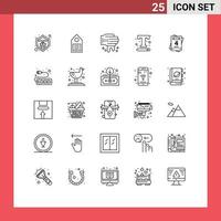 25 Zeilenpaket für die Benutzeroberfläche mit modernen Zeichen und Symbolen für Einladungstexteinstellungen Beschriftungstext Schriftart bearbeitbare Vektordesign-Elemente vektor