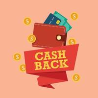 Cash-Back-Symbol mit Brieftasche und Münze vektor