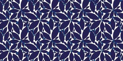 mörk blå löv sömlös mönster vektor bakgrund