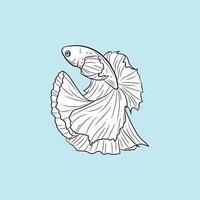 fisk illustration, teckning av en betta fisk, siamese stridande fisk vektor