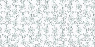 grüner Blumenhintergrund, Vektorwiederholungsmuster, nahtloses Design mit illustrierten Blumen, handgezeichnet vektor