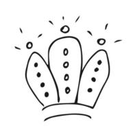 handgezeichnete Krone. einfache graffiti-skizze königin oder königskrone. Königliche Kaiserkrönung und Monarchsymbol. schwarzes Pinselgekritzel isoliert auf weißem Hintergrund. Vektor-Illustration. vektor
