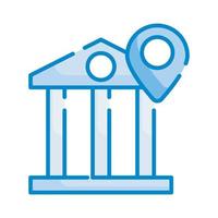 Bank-Standort-Vektor-Stil-Illustration. blaues Symbol für Wirtschaft und Finanzen. vektor
