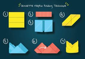 Serviette Servett Folding Technique Vector
