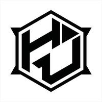 hu-Logo-Monogramm-Design-Vorlage vektor