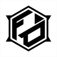 fd logotyp monogram design mall vektor