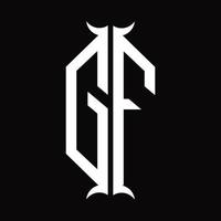 gf-Logo-Monogramm mit Hornform-Designvorlage vektor