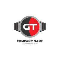 gt-Brief-Logo-Design-Symbol Fitness- und Musikvektorsymbol. vektor