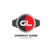 gl Brief Logo Design Symbol Fitness und Musik Vektorsymbol. vektor