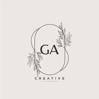 ga Beauty-Vektor-Anfangslogo-Kunst, Handschrift-Logo der Anfangsunterschrift, Hochzeit, Mode, Schmuck, Boutique, Blumen und Pflanzen mit kreativer Vorlage für jedes Unternehmen oder Geschäft. vektor