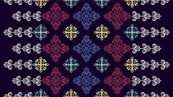 ikat etnisk sömlös mönster dekoration design. aztec tyg matta boho mandalas textil- tapet. stam- inföding motiv ornament afrikansk amerikan folk traditionell broderi vektor