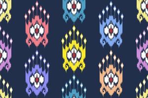 ikat ethnisches nahtloses musterdekorationsdesign. aztekischer Stoffteppich Boho Mandalas Textiltapete. stammes-eingeborenes motiv verziert afroamerikanischen volkstümlichen traditionellen stickereivektor vektor