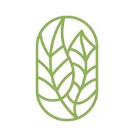 Vektor Tee grüne Blätter. linien für das etikett für landwirtschaftliche produkte eco logo bio-pflanzendesign. rundes bauer-emblem linearer stil. Vintage abstrakte Ikone für Naturprodukte Design Kosmetik, ökologische Gesundheit
