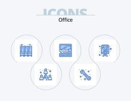 Büro blau Icon Pack 5 Icon Design. Power Point . Analytik. Möbel. Stk. Ausrüstung vektor