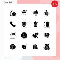 16 solides Glyphenkonzept für mobile Websites und Apps Touristentaschen Heilige Gepäcknachricht editierbare Vektordesign-Elemente vektor