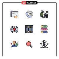 Stock Vector Icon Pack mit 9 Zeilenzeichen und Symbolen für echte editierbare Vektordesign-Elemente der Schönheitsblattflagge