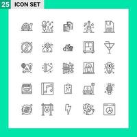 Mobile Interface Line Set aus 25 Piktogrammen von editierbaren Vektordesign-Elementen für Hochzeitsliebesdokumentturmpapier vektor