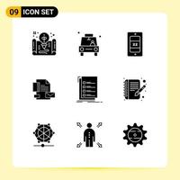 uppsättning av 9 modern ui ikoner symboler tecken för identitet företag stift varumärke temperatur redigerbar vektor design element