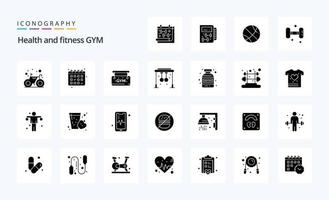 25 solides Glyphen-Icon-Pack für das Fitnessstudio vektor