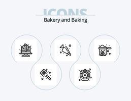 bakning linje ikon packa 5 ikon design. tid. mat. matlagning. krono. packa vektor