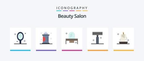 skönhet salong platt 5 ikon packa Inklusive salong. kosmetisk. spray. skönhet. byrå. kreativ ikoner design vektor