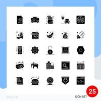 25 universelle solide Glyphen für Web- und mobile Anwendungen. Mechaniker, Elektro-Van, Laderomantik, bearbeitbare Vektordesign-Elemente vektor