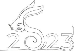 durchgehende linie der neujahrskunstzeichnung des kaninchens vektor