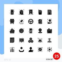 universell ikon symboler grupp av 25 modern fast glyfer av papper frites studie franska märka redigerbar vektor design element