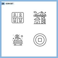 uppsättning av 4 modern ui ikoner symboler tecken för ner rabatt hotell egendom närvarande redigerbar vektor design element