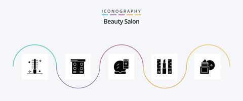 Schönheitssalon Glyphe 5 Icon Pack inklusive Lippenstift. Schönheit. Pulver. Kosmetikerin. Verjüngungskur vektor