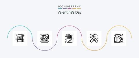 Valentinstag Linie 5 Icon Pack inklusive Geschenk. Liebe. Schokolade. Herz. Kapsel vektor