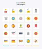 kreative Benutzeroberfläche 25 Flat Icon Pack wie Benutzer. Schnittstelle. Schnittstelle. löschen. entsperrt vektor