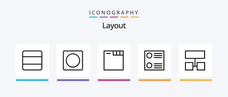 Layoutlinie 5 Icon Pack inklusive . Registerkarten. Layout. Browser. Stapel. kreatives Symboldesign vektor