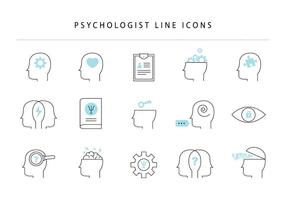 Psychologe Line Icons vektor