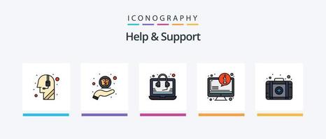 Hilfe- und Support-Linie gefülltes 5-Icon-Paket inklusive Support. Hilfe. Geld. Call-Center. Anruf. kreatives Symboldesign vektor