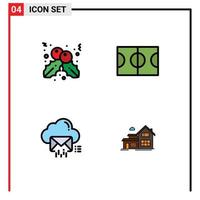 Stock Vector Icon Pack mit 4 Zeilen Zeichen und Symbolen für Beerendaten Basketball Cloud Home editierbare Vektordesign-Elemente