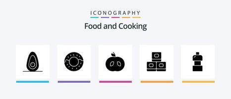 Food Glyph 5 Icon Pack inklusive . Lebensmittel. Getränk. kreatives Symboldesign vektor