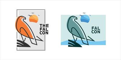 Falkenvektorkunst Falkenfahnendesign, Vogel- und Tierplakatschablone vektor
