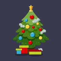 jul dekorerad jul träd med gåvor. festlig dekorationer och objekt för några ny år och jul bakgrund dekoration vektor